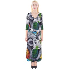 Graffiti The Art Of Spray Mural Quarter Sleeve Wrap Maxi Dress