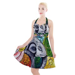 Graffiti The Art Of Spray Mural Halter Party Swing Dress  by Sapixe