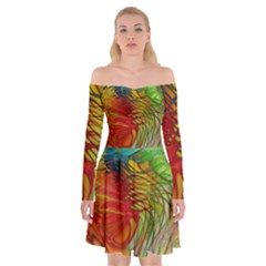 Texture Art Color Pattern Off Shoulder Skater Dress