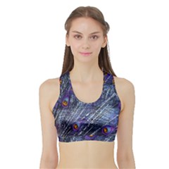 Peacock Feathers Color Plumage Blue Sports Bra With Border by Sapixe