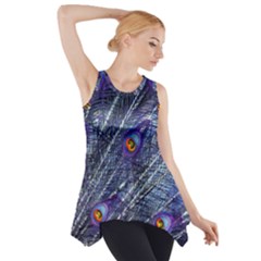 Peacock Feathers Color Plumage Blue Side Drop Tank Tunic