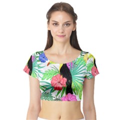 Leaves Tropical Nature Green Plant Short Sleeve Crop Top by Sapixe