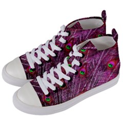 Peacock Feathers Color Plumage Women s Mid-top Canvas Sneakers
