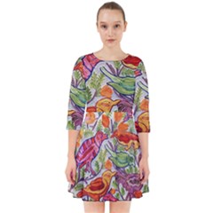 Art Flower Pattern Background Smock Dress