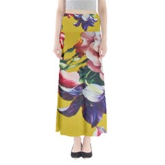 Textile Printing Flower Rose Cover Full Length Maxi Skirt by Sapixe