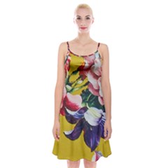 Textile Printing Flower Rose Cover Spaghetti Strap Velvet Dress