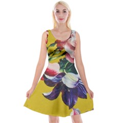 Textile Printing Flower Rose Cover Reversible Velvet Sleeveless Dress