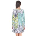 Leaves Tropical Nature Plant Long Sleeve V-neck Flare Dress View2