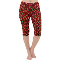 Christmas Time With Santas Helpers Lightweight Velour Cropped Yoga Leggings by pepitasart