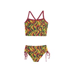 Reggae Smoky Waves Reggae Smoky Red Girls  Tankini Swimsuit by Seashineswimwear