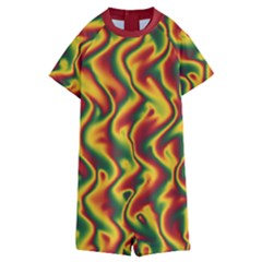 Reggae Smoky Waves Reggae Smoky Red Kids  Boyleg Half Suit Swimwear by Seashineswimwear