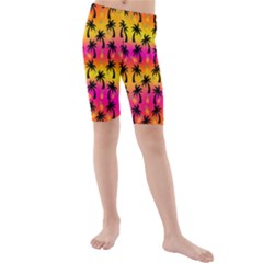 Sunsets & Palm Trees Kids  Mid Length Swim Shorts by Seashineswimwear
