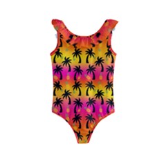 Sunsets & Palm Trees Kids  Frill Swimsuit by Seashineswimwear