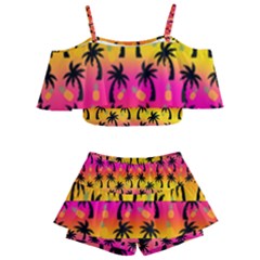 Sunsets & Palm Trees Kids  Off Shoulder Skirt Bikini by Seashineswimwear