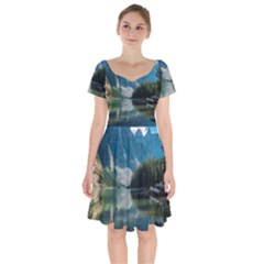Landscape-1 Short Sleeve Bardot Dress