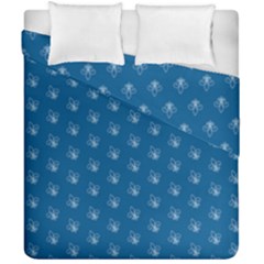 Quebec French Royal Fleur De Lys Elegant Pattern Blue Blue Quebec Fleur De Lys Pattern Blue Duvet Cover Double Side (california King Size) by Quebec