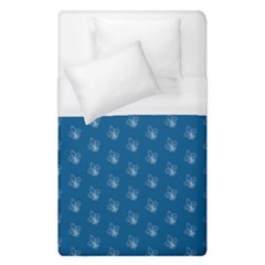 Quebec French Royal Fleur De Lys Elegant Pattern Blue Blue Quebec Fleur De Lys Pattern Blue Duvet Cover (single Size) by Quebec