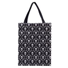 Pattern Skull and Bats Vintage Halloween Black Classic Tote Bag