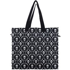 Pattern Skull and Bats Vintage Halloween Black Canvas Travel Bag