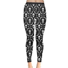 Pattern Skull and Bats Vintage Halloween Black Inside Out Leggings