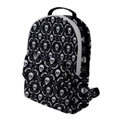 Pattern Skull and Bats Vintage Halloween Black Flap Pocket Backpack (Large)