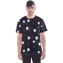 Pattern Skull Stars Halloween Gothic on black background Men s Sports Mesh Tee