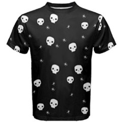 Pattern Skull Stars Halloween Gothic On Black Background Men s Cotton Tee by genx