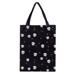Pattern Skull Stars Halloween Gothic on black background Classic Tote Bag