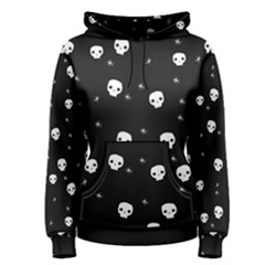 Pattern Skull Stars Halloween Gothic on black background Women s Pullover Hoodie