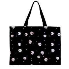 Pattern Skull Stars Halloween Gothic on black background Zipper Mini Tote Bag