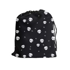 Pattern Skull Stars Halloween Gothic On Black Background Drawstring Pouch (xl) by genx