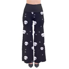 Pattern Skull Stars Halloween Gothic on black background So Vintage Palazzo Pants