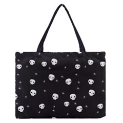 Pattern Skull Stars Halloween Gothic on black background Zipper Medium Tote Bag