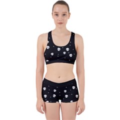 Pattern Skull Stars Halloween Gothic on black background Work It Out Gym Set