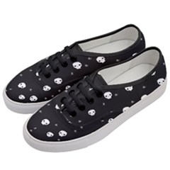 Pattern Skull Stars Halloween Gothic on black background Women s Classic Low Top Sneakers