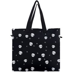 Pattern Skull Stars Halloween Gothic on black background Canvas Travel Bag
