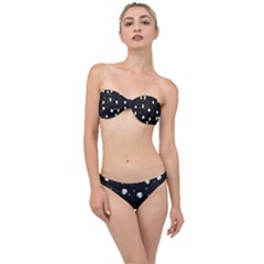 Pattern Skull Stars Halloween Gothic on black background Classic Bandeau Bikini Set