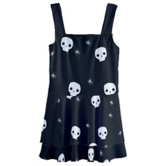 Pattern Skull Stars Halloween Gothic on black background Kids  Layered Skirt Swimsuit
