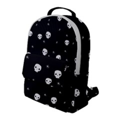 Pattern Skull Stars Halloween Gothic on black background Flap Pocket Backpack (Large)