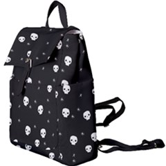 Pattern Skull Stars Halloween Gothic on black background Buckle Everyday Backpack