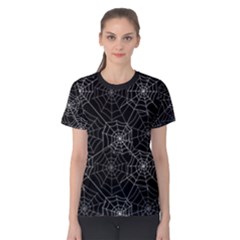 Pattern Spiderweb Halloween Gothic on black background Women s Cotton Tee