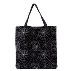 Pattern Spiderweb Halloween Gothic on black background Grocery Tote Bag