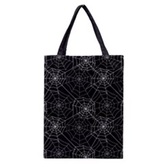 Pattern Spiderweb Halloween Gothic On Black Background Classic Tote Bag by genx