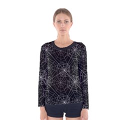 Pattern Spiderweb Halloween Gothic on black background Women s Long Sleeve Tee