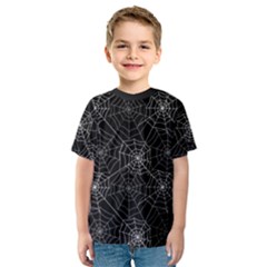 Pattern Spiderweb Halloween Gothic on black background Kids  Sport Mesh Tee