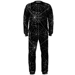 Pattern Spiderweb Halloween Gothic on black background OnePiece Jumpsuit (Men) 