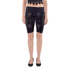 Pattern Spiderweb Halloween Gothic on black background Yoga Cropped Leggings