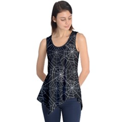 Pattern Spiderweb Halloween Gothic on black background Sleeveless Tunic