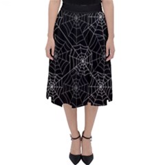 Pattern Spiderweb Halloween Gothic on black background Classic Midi Skirt