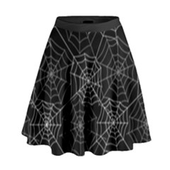 Pattern Spiderweb Halloween Gothic on black background High Waist Skirt